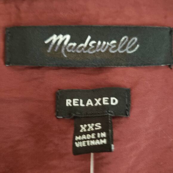 NWT Madewell Paxton Relaxed Fit Viscose Button Down Collared Burgundy Shirt XXS - Picture 8 of 12